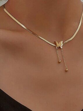 Elegant Gold Butterfly Snake Chain Necklace